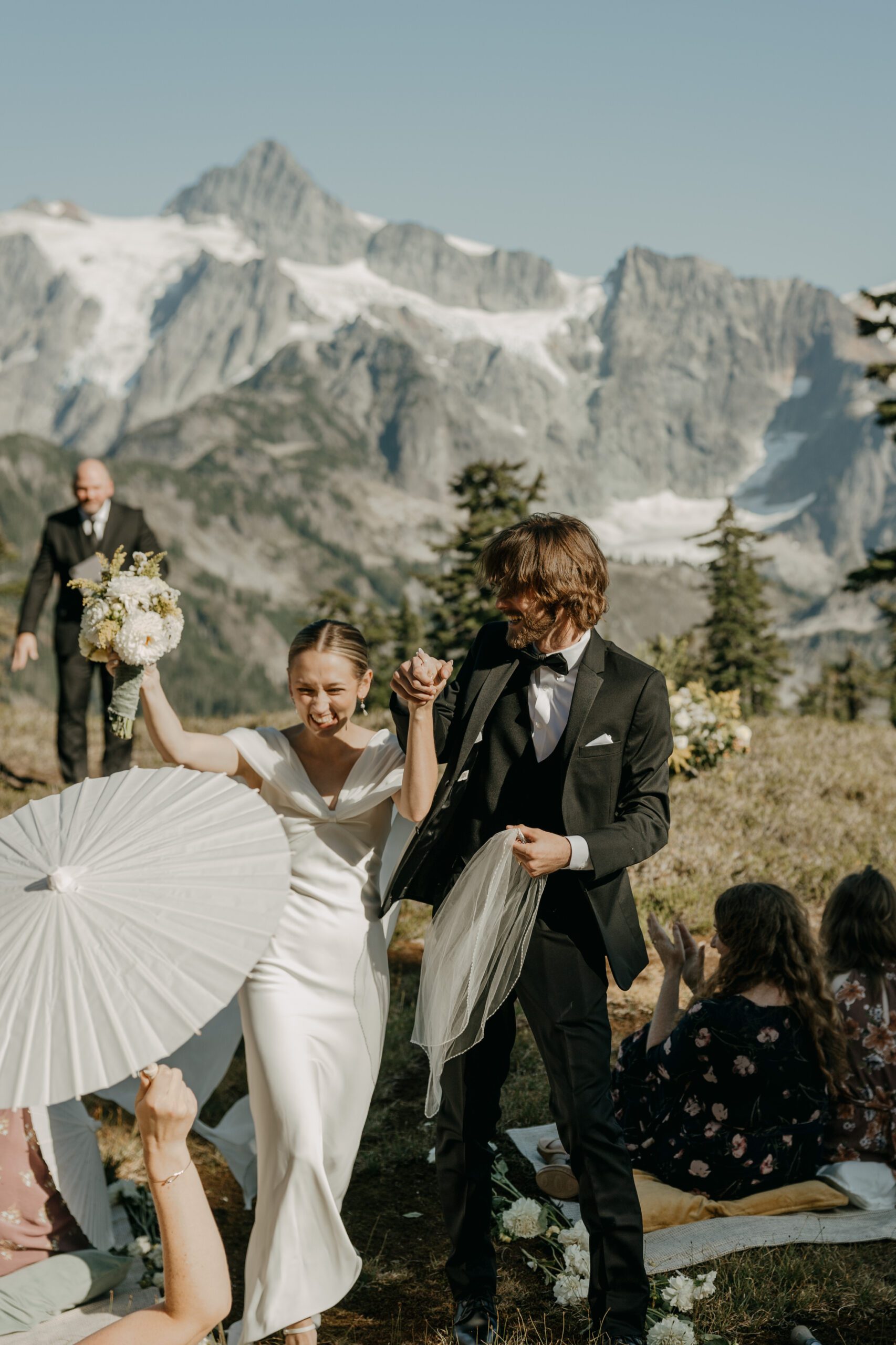 Couple celebrates down the aisle after just getting married